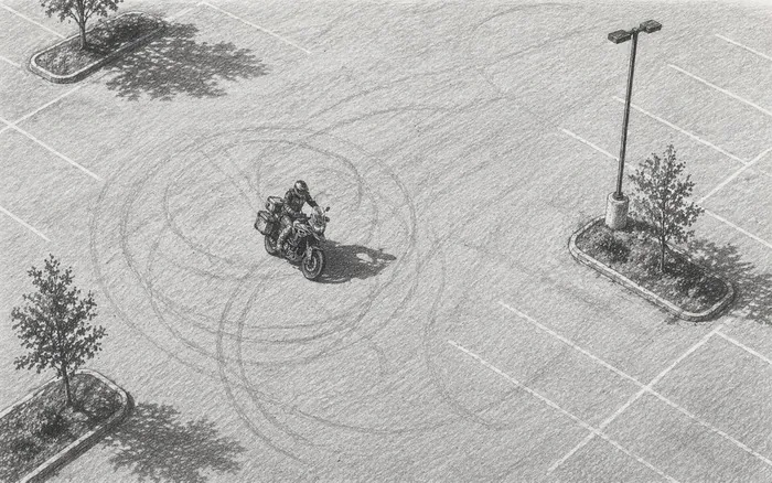 Motorcycle practicing offroad drills