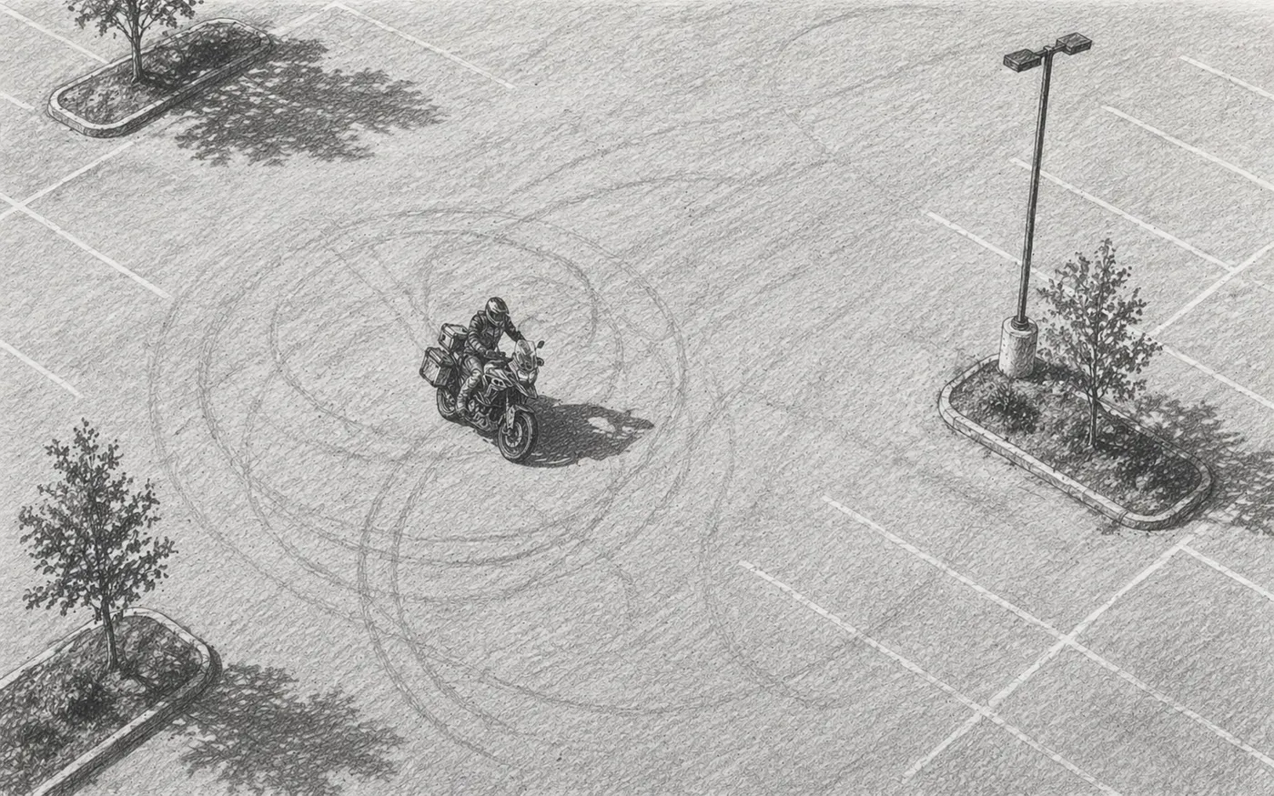 Motorcycle practicing offroad drills