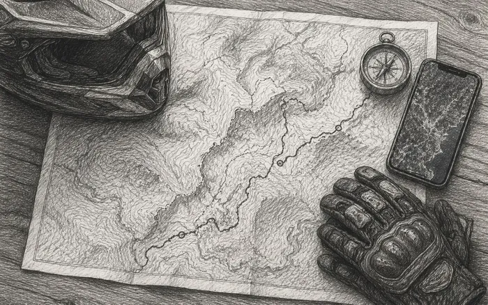Pencil sketch of a map and terrain reading